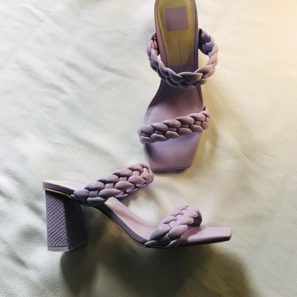 Dolce vita Braided Strap Block Heel Sandals -‎ Purple